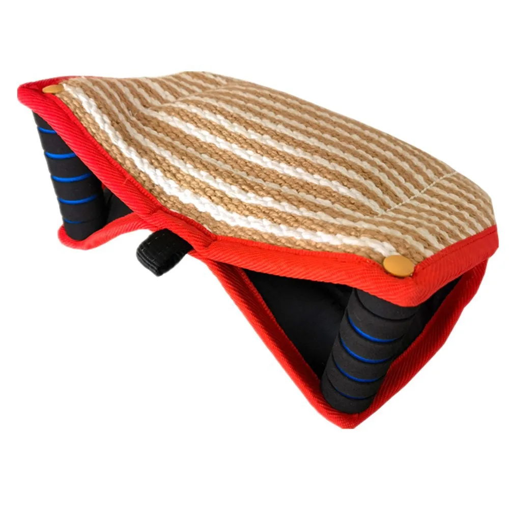 Picture 6: 1pcs Durable Large Dog Bite Pillow 2 Handle Jute Bite Pillow Gusset Dog Tug Training Toy Pad for Dog Training