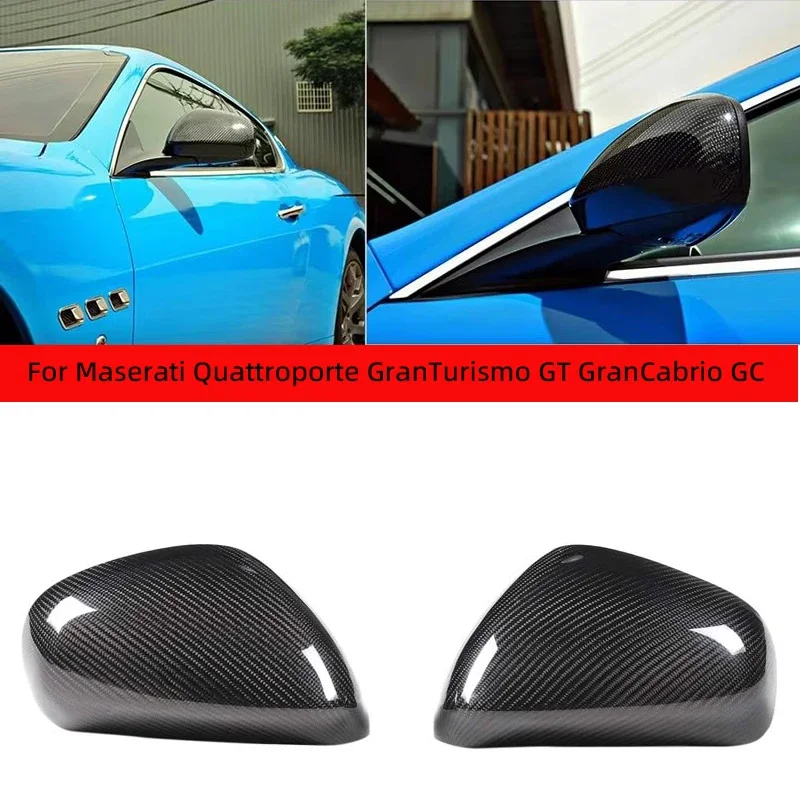 2pcs Real Carbon Fiber car rearview mirror cover decorative cover for 2007-2020 Maserati GT/2010-2015 Gran Cabrio models