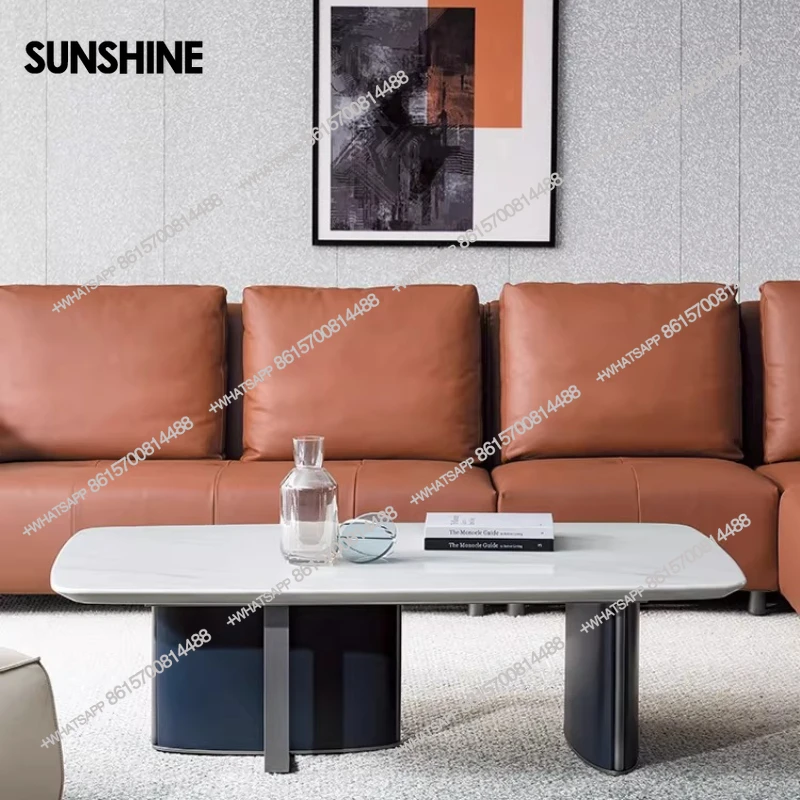 

Italian minimalist marble rock slab coffee table combination modern minimalist light luxury set table