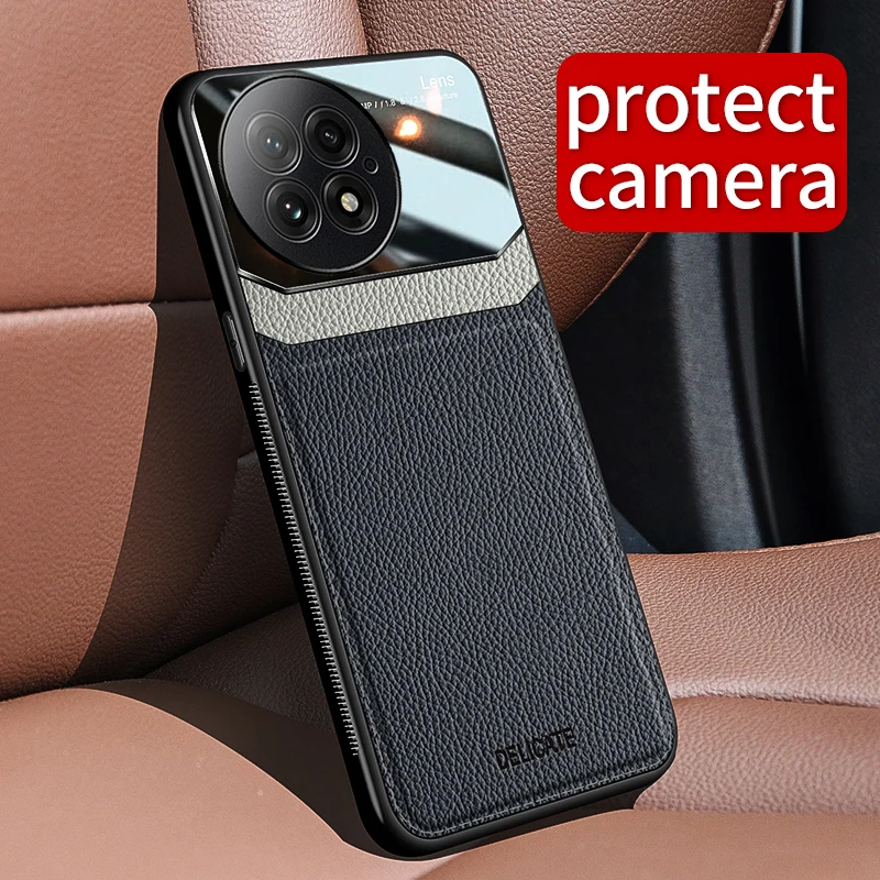 For OnePlus 13 Case Luxury PU Leather+hard PC Lens Protective Back Cover Case for OnePlus 13 12 11 12R 11R 10T 1+13 Phone shell