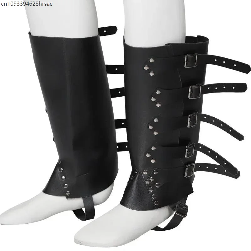 

Medieval Leather Boot Leggings Multiple Colors Adult Steampunk Gaiter Shin Leg Guard Men Women Hiking Armor Shoes Cover Props