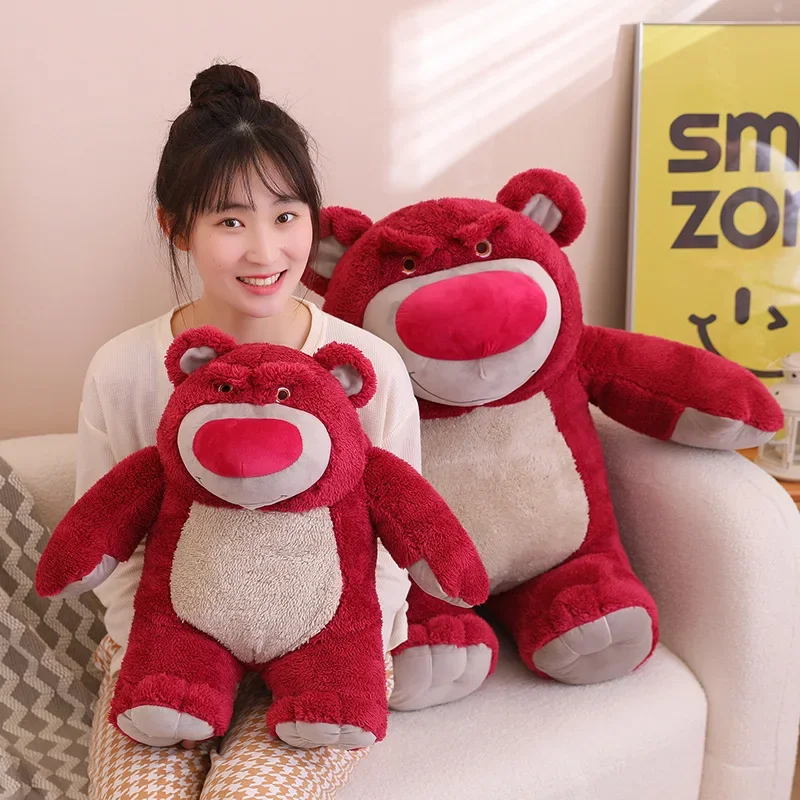 35/50/60cm Cute Strawberry Bear Plush Toy Lovely Soft Stuffed Animal Pink Bear Lotso Plushies Cartoon Doll Birthday Gifts Girl