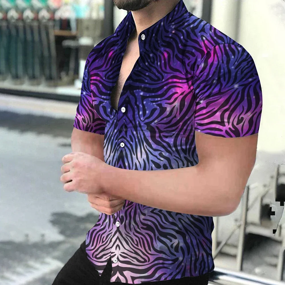 2022 Brand New Summer Male M-3XL Men Party Practical For Man Hawaiian Print Quality Baroque Shirt Button Short