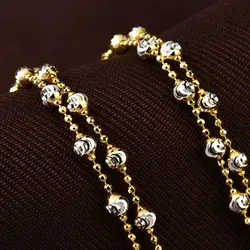 S925 Silver Ltalian Laser Engraved Two Tone Sparkling Pearl Necklace for Women Gold-Plated Short Collarbone Chain Exquisite Gift