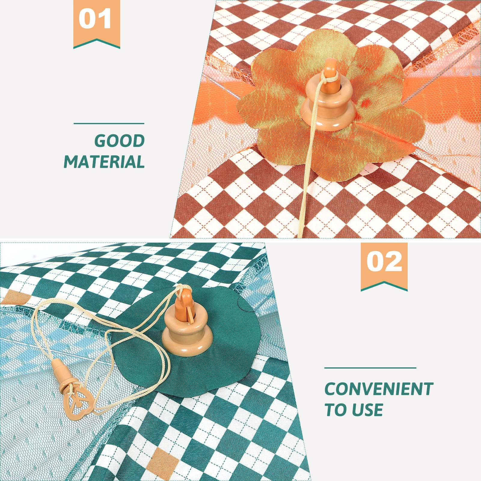 

2pcs Foldable Food For Dining Table Outdoor Picnic Reusable Mesh Protector Dish Cover Sturdy Easy Clean Multi-Purpose Camping