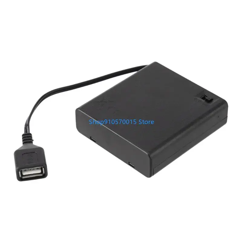 B95C AA Battery Case USB Female Slot AA Battery Case Box Case with Cover Led Light
