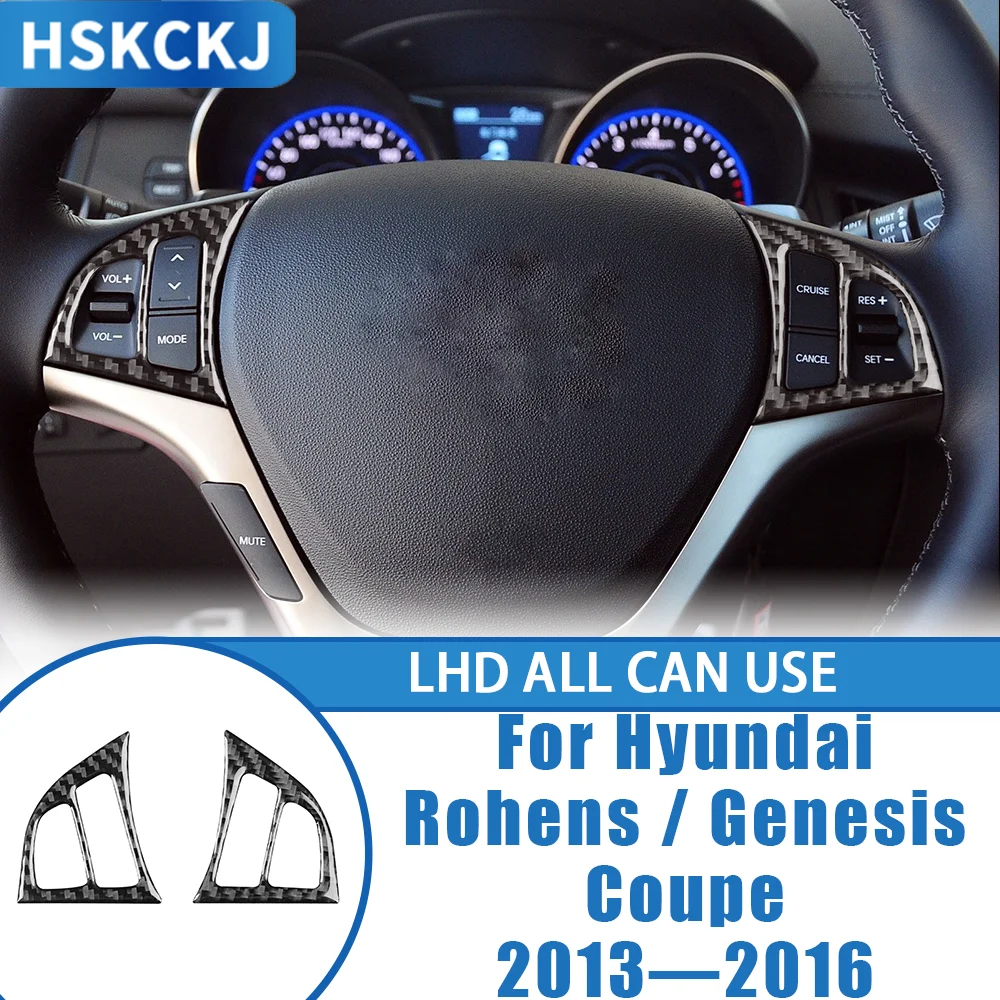 

Car Accessories Carbon Fiber Steering Wheel Button Panel Interior Cover Trim Sticker For Hyundai Genesis/Rohens Coupe 2013—2016