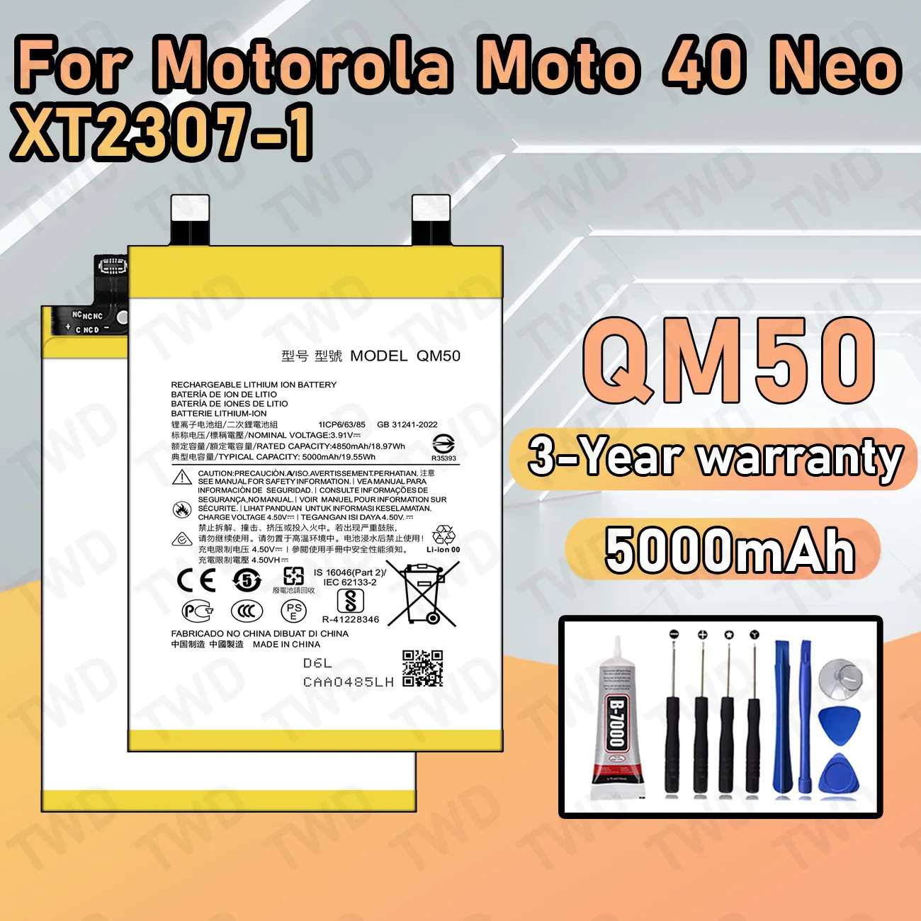

QM50 Large capacity Battery For Motorola Moto 40 Neo/XT2307-1 batteries New High Quanlity+Free Tools