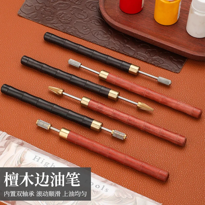 

Ручка для рисования краями черного дерева с латунным наконечником, аппликатор для окрашивания кромок кожи для гладкой отделки, 3 размера