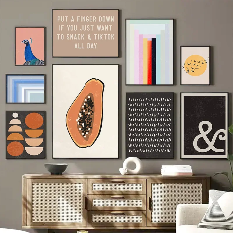 

Colorful Abstract Eclectic Posters Mid Century Modern Art Kikiandnim Canvas Painting Bedroom Gallery Exhibition Wall Art