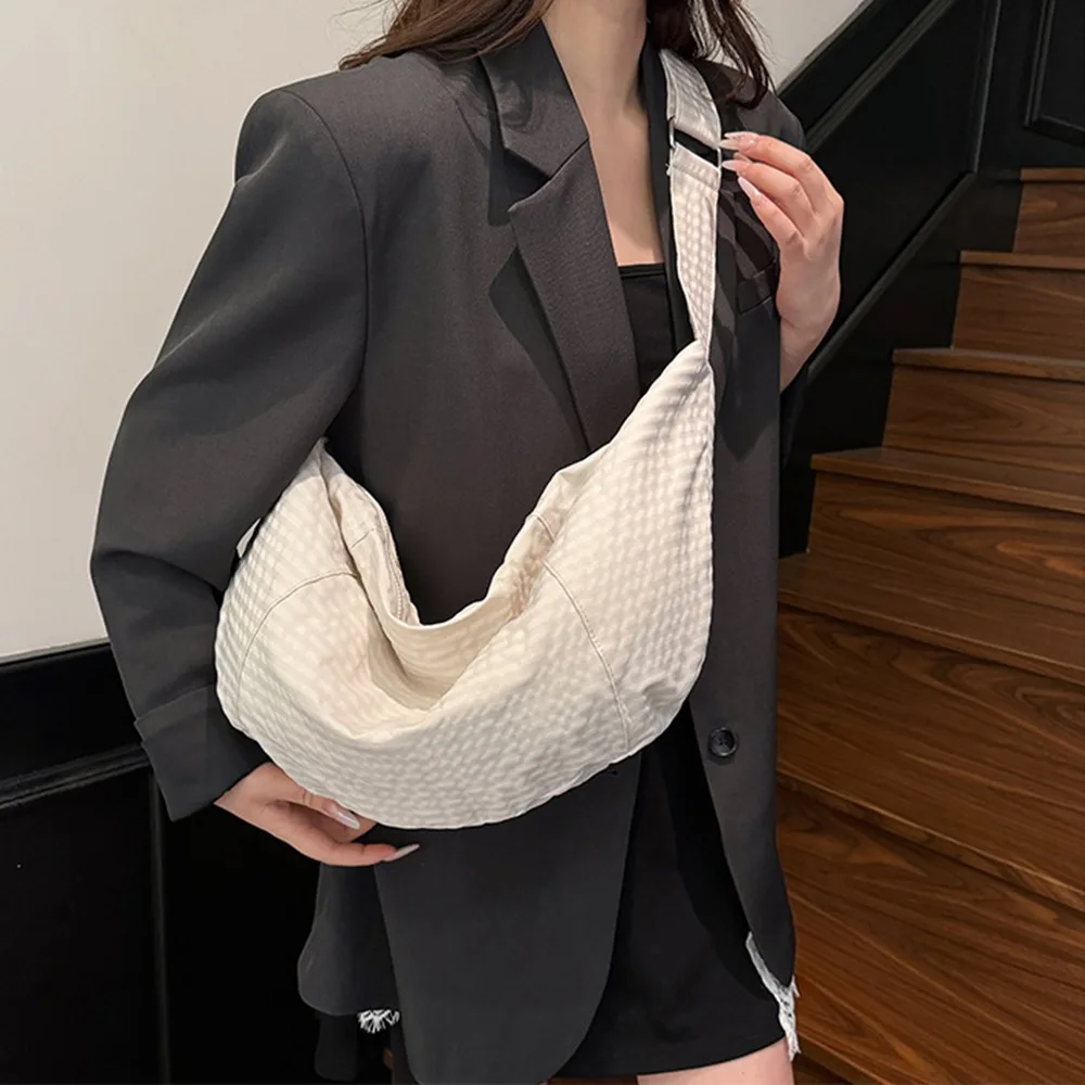 

Korean Style Nylon Dumpling Bag Commuting Solid Color Single Shoulder Bag Handbag Casual Hobos Crossbody Bag Office Worker