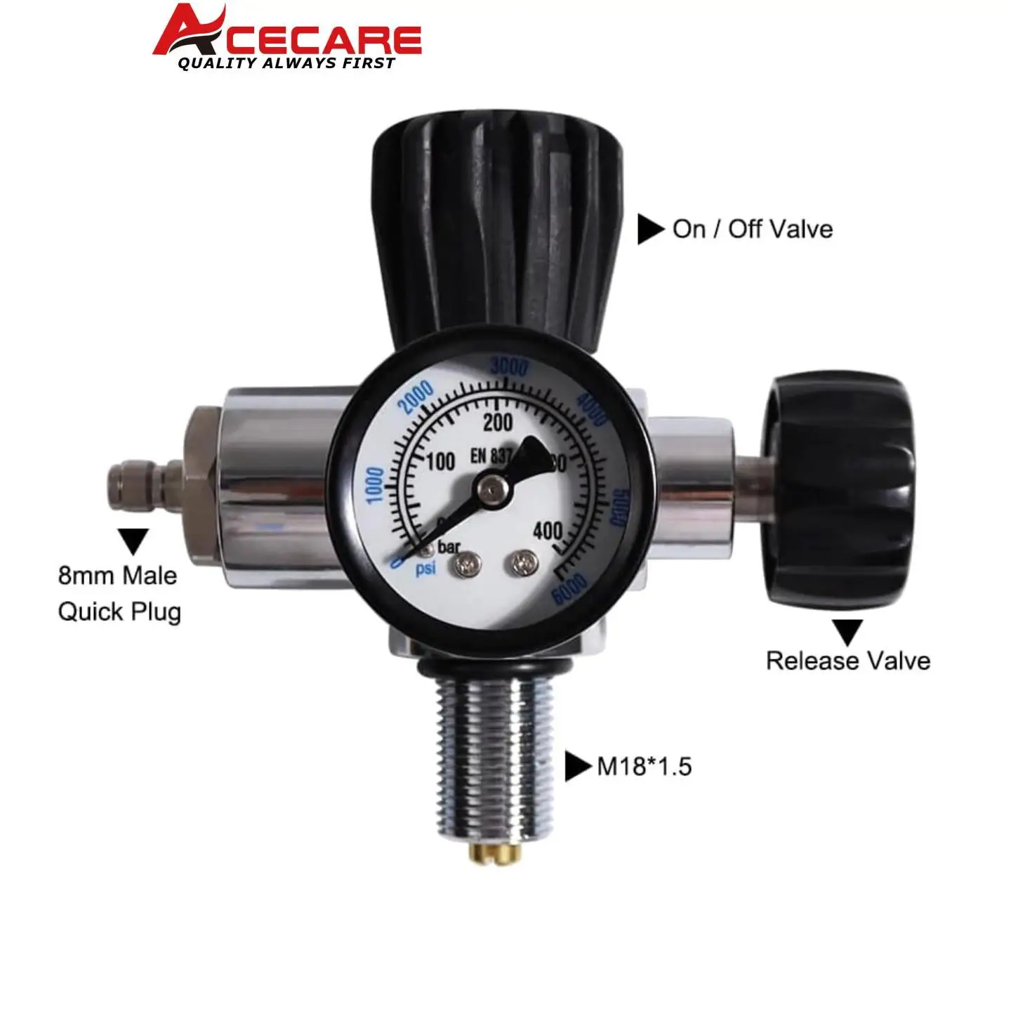 ACECARE 4500psi 300Bar 2L Carbon Fiber Cylinder High Pressure Fill Station with Regulator Valve Scuba Diving Tank Thread M18*1.5