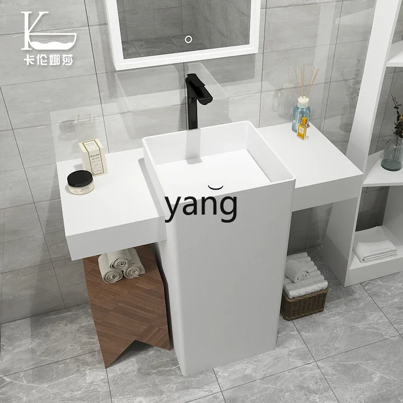 Yjq Gray Matte Artificial Stone Lavabo Balcony Whole Washbin Floor Type Pedestal Basin Washbasin