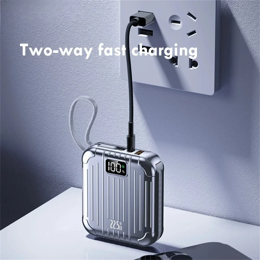 باور بانك صغير 20000 مللي أمبير في الساعة، شحن سريع USB-C بقدرة 22.5 وات مع كابل مدمج، بطارية بوليمر لهواتف iPhone وSamsung وXiaomi #3