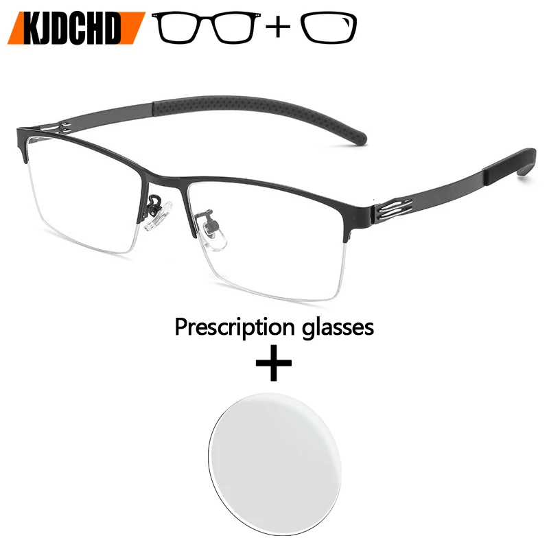 

Big Men Square Prescription Glasses Fashion Titanium Alloy Optical Sporty Eyeglasses Anti Blue Ray Progressive/Myopia Glasses