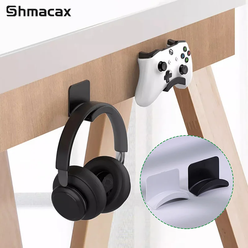 3Pcs Universal Wall Mount Hanger Headset Rack Under Desk Holder Support Headphone Stand Adhensive Plastic For Earphone Bracket