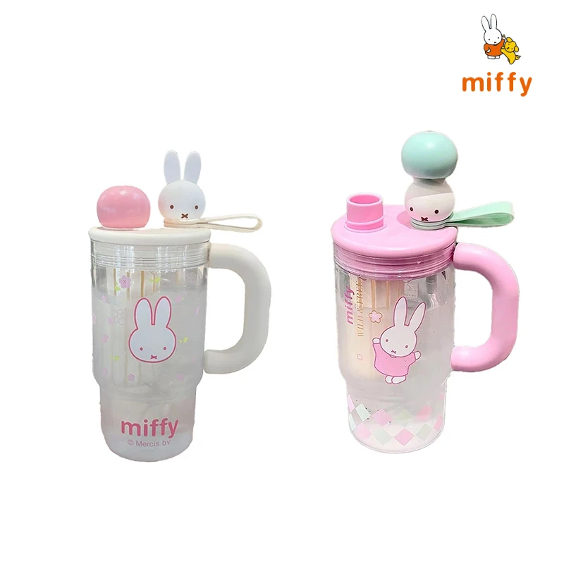 Милая чашка Miffy Ice King, мультяшный материал Tritan, 760 мл, летняя соломенная кружка большой емкости, высококачественная чашка для разделения чая, сборный подарок