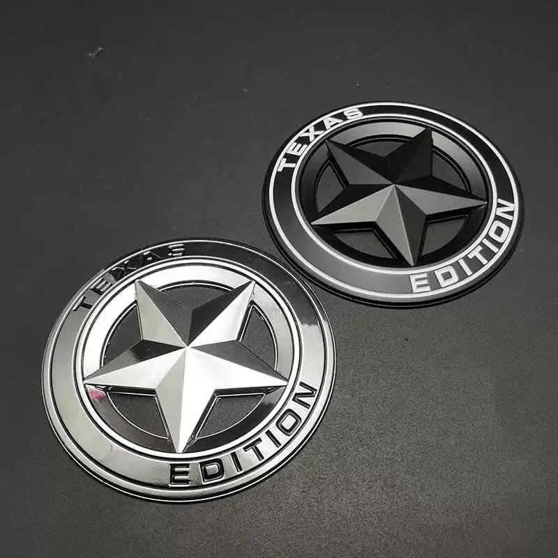 3D Metal TEXAS EDITION Shield Pentagram Star Side Fender Door Emblem Badge Car Stickers For JEEP Wrangler Liberty Grand Cherokee