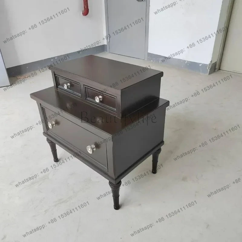 XX39American rural light luxury bedside table, imported walnut + cherry wood flakes