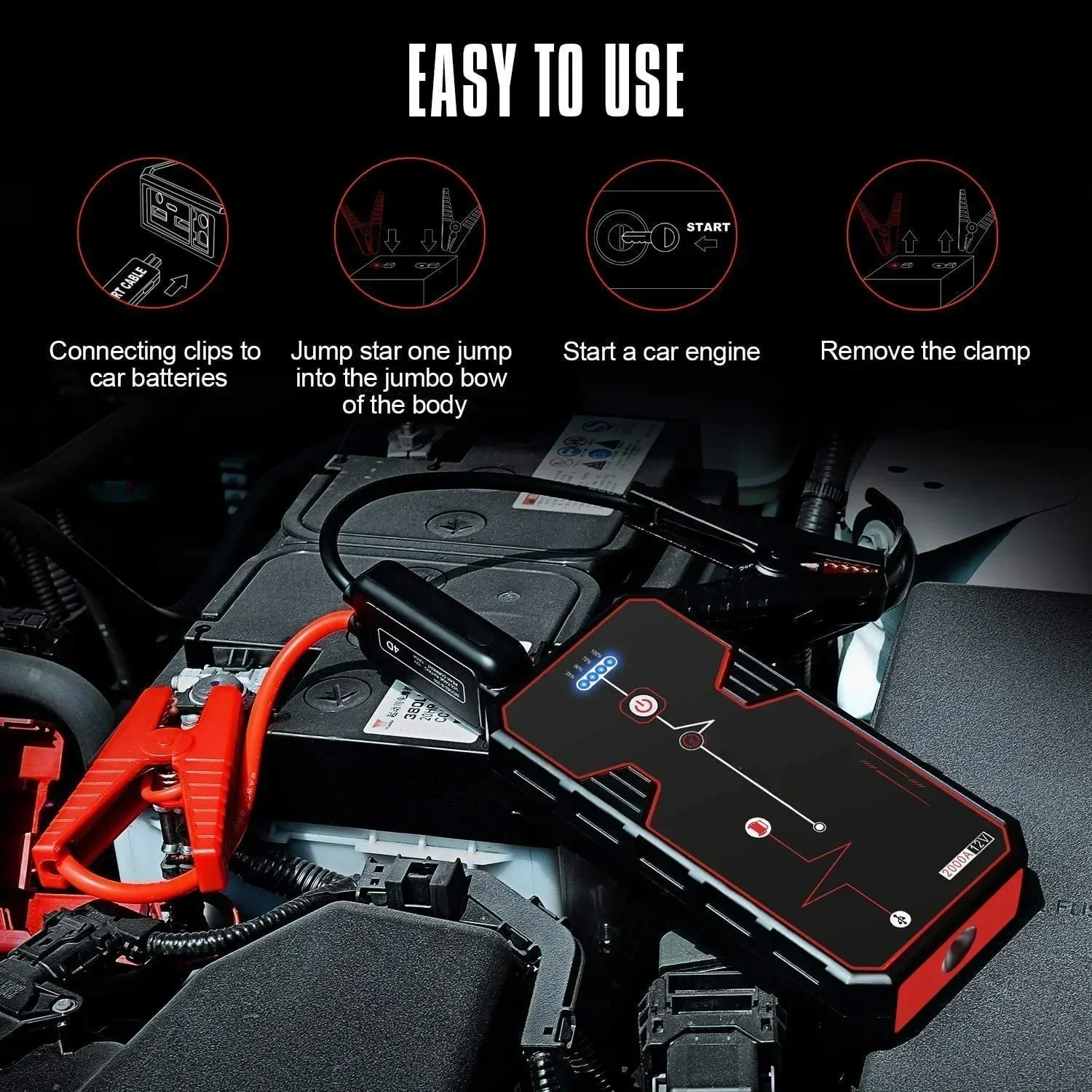 Portable Vehicle 12V 18000Mah Multi Function Emergency Tool Jump Starter Power Bank Mini Car