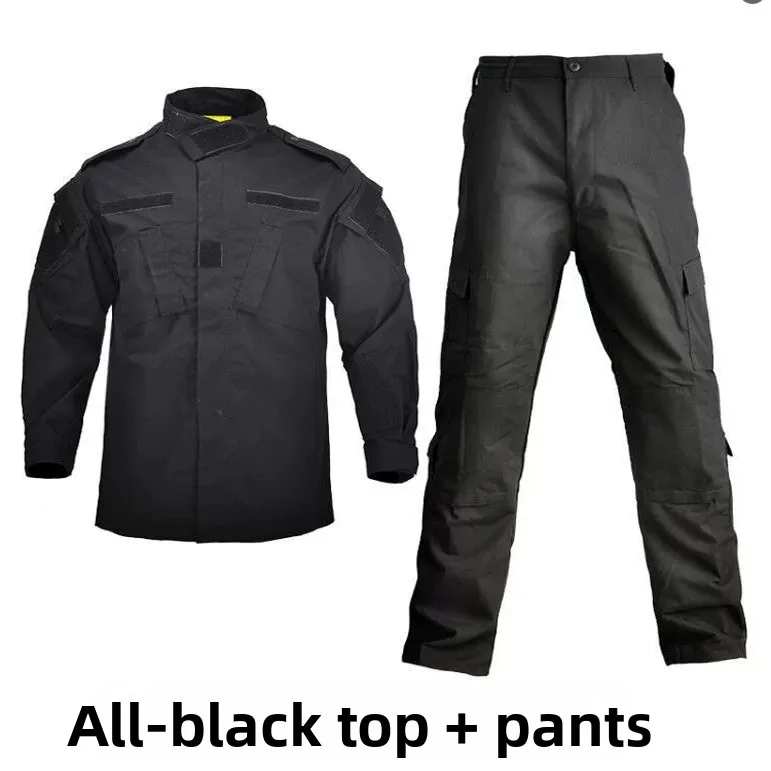 costume-d'entrainement-en-tissu-a-carreaux-fins-noir-pur-de-style-americain-pantalon-long-en-coton-et-polyester-pour-hommes-vetements-militaires-camouflage