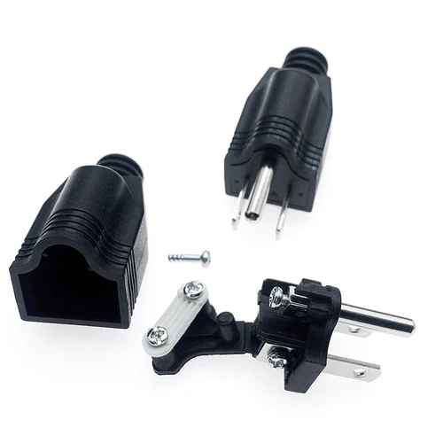 Imagen 2 del producto 1-10 Uds EE. UU. Americano 3 pines 15A 125V AC alimentación eléctrica adaptador de enchufe macho cable conector de cable de extensión recargable