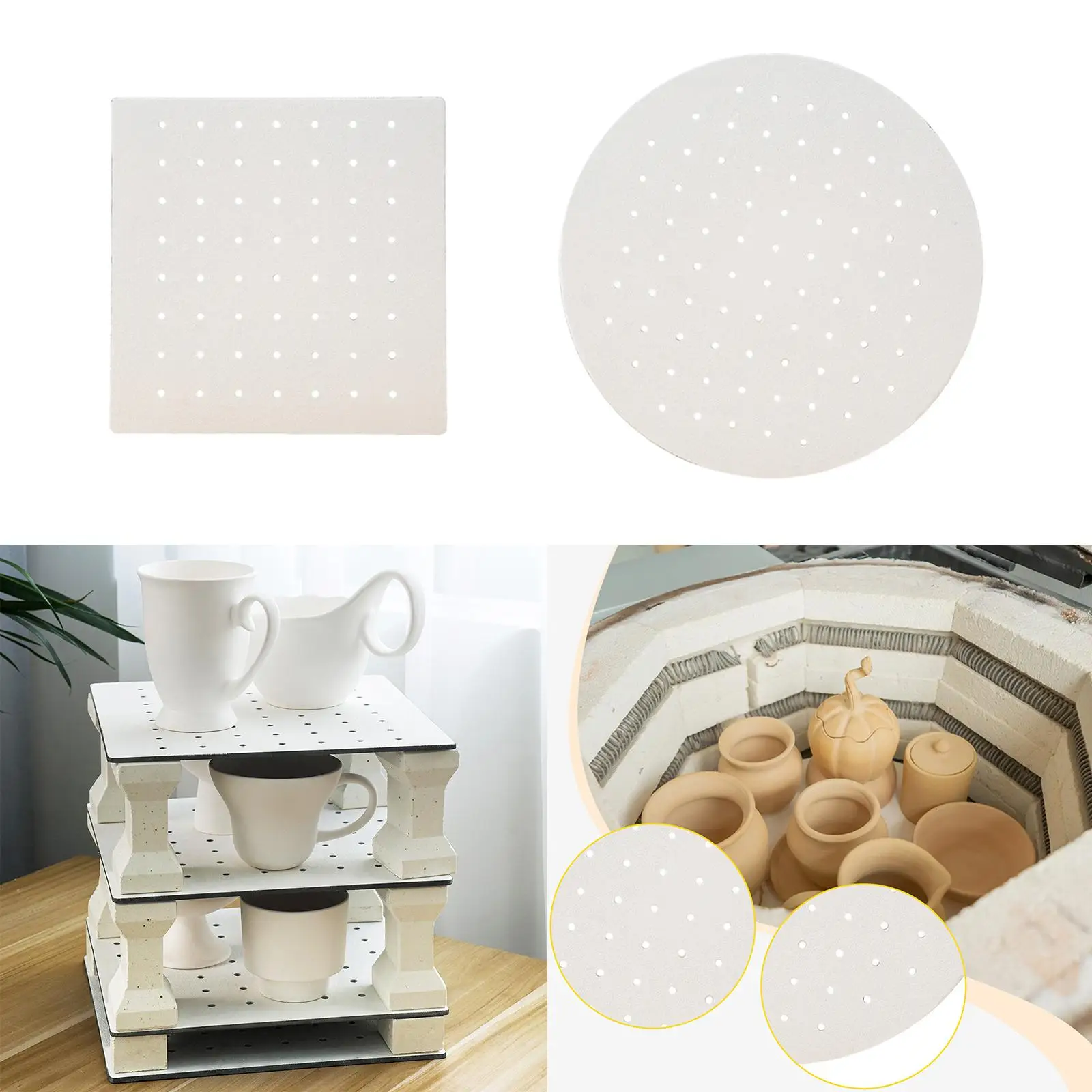 

Thin Perforated Kiln Shelf Board Lightweight with Enhanced Strength Upgraded 30kg Capacity Ceramic Firing Plate High Temperature