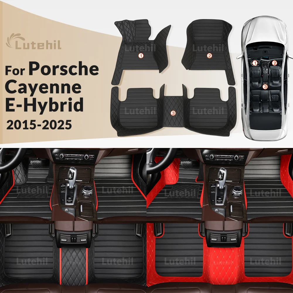 

LUTEHIL For Porsche Cayenne E-Hybrid 2015-2025 Custom Car Floor Mats Automobile Carpet Cover Interior Accessories
