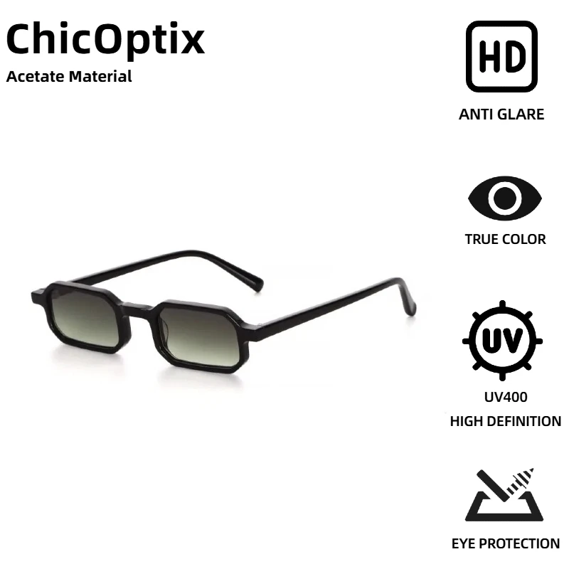 

ChicOptix Ретро модные классические прямоугольные мужские солнцезащитные очки в маленькой оправе винтажные женские ацетатные солнцезащитные очки UV400 с антибликовым покрытием