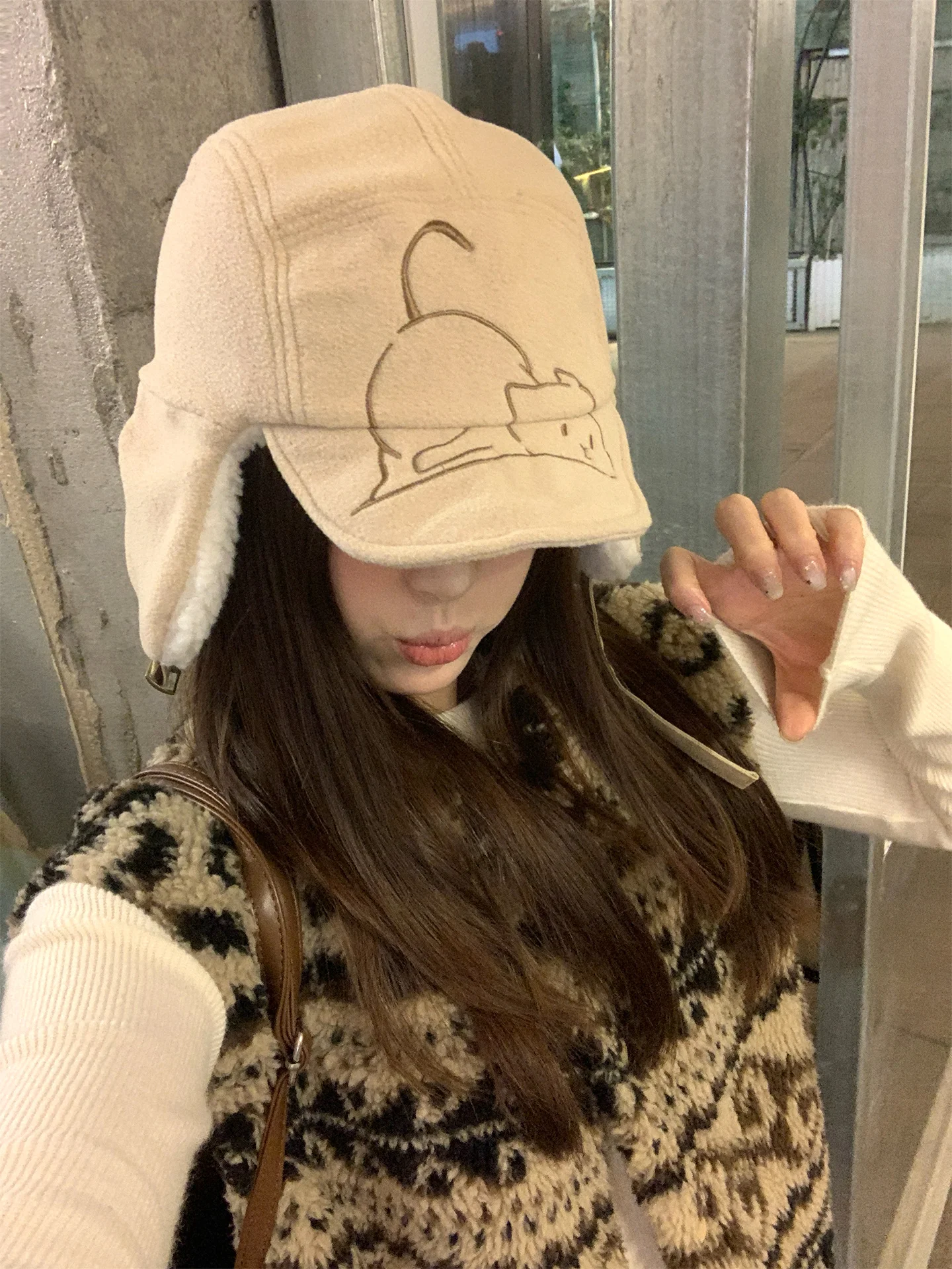 Cute Embroidered Airplane Hat For Girls To Keep Warm In Winter Ear-Protecting Hat To Prevent Cold On Bike Rides