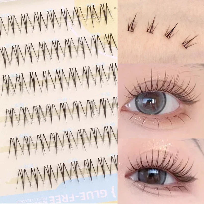 Individual Self-adhesive False Eyelashes Clear Band Segmented Cluster Eyelashes Natural Wispy Manga Lower Lash Extension Makeup