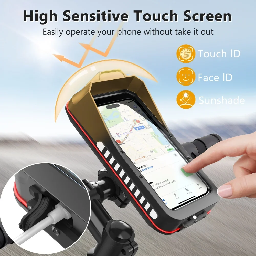 

Touch Screen Waterproof Motorcycle Phone Mount Holder Bicycle Handlebar Bag Case GPS Navigation Bracket Quick Lock Release