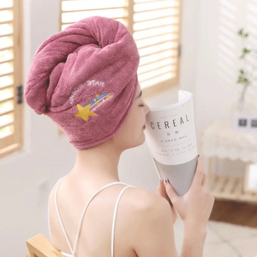 

Coral Fleece Women Time Saving Coral Fleece Drip free Quick Drying Rapid Drying Towel Dry Hair Cap Head Scarf Shower Cap