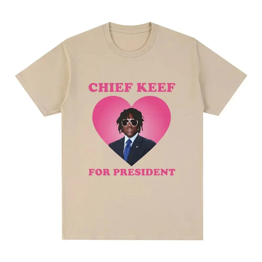 Rapper Chief Keef for President T Shirt Men Fashion Casual Short Sleeve Tops Vintage Gothic Hip Hop Streetwear Summer Tee Shirt