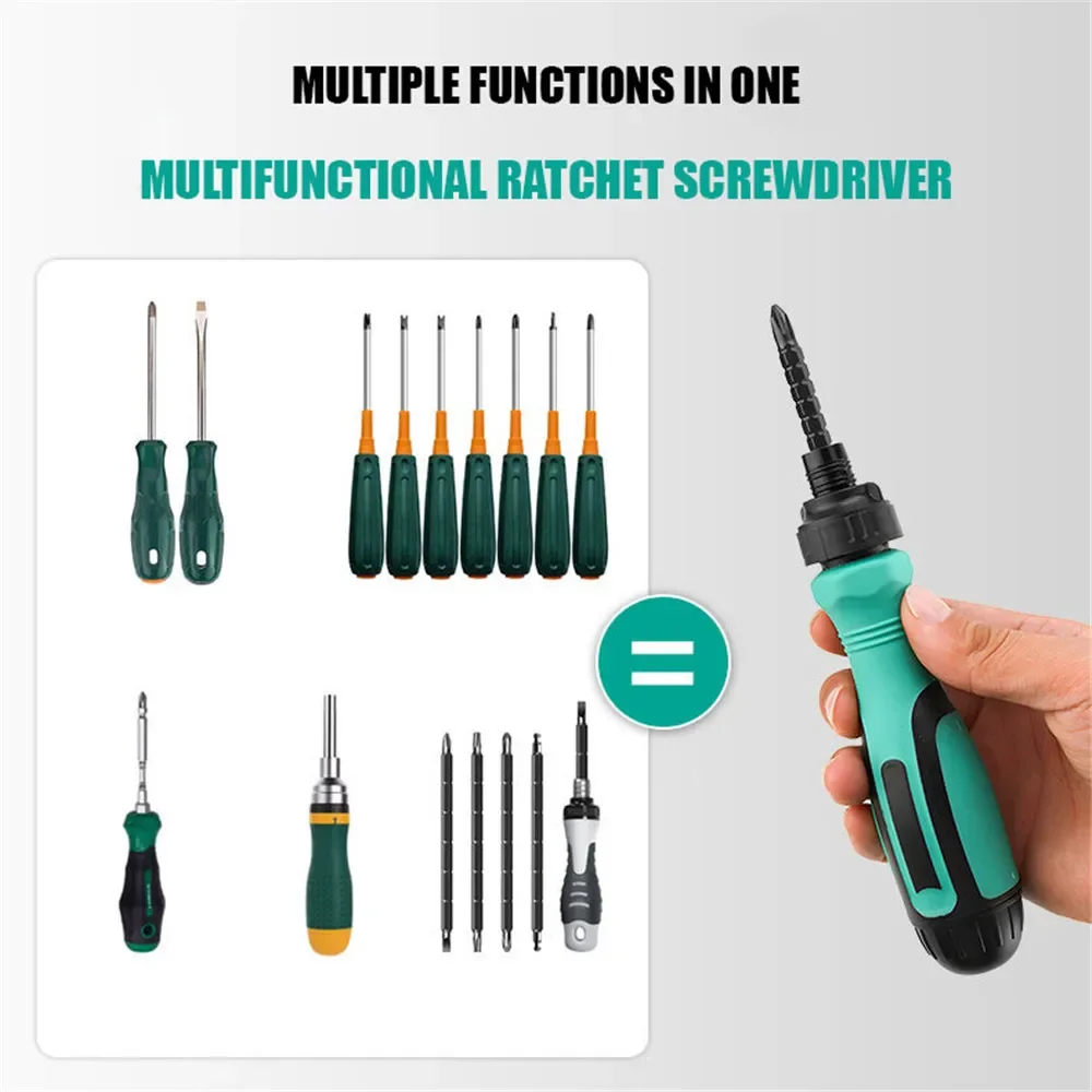 Ratchet Screwdriver Combination Set Tools Multifunction Hexagon Repair Home Triangle Driver Plum Blossom Cross Household Tools