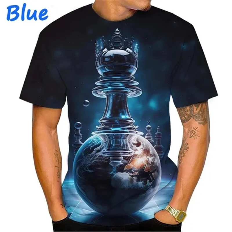 Fun Chess Graphics T Shirt Men Women Kids Summer Casual Round Neck Tops Tees New 2023 Fashion Streetwear Loose Homme Tshirt Top