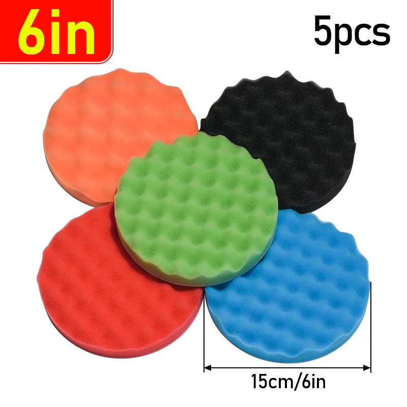 5 Stuks 5 "6" 7 "150/180 Mm Buffing Polijsten Spons Pads Kit Auto polijstmachine Zachte Golf Schuim Wafel Pad Wasstraat Schoonmaken Detaillering Tool