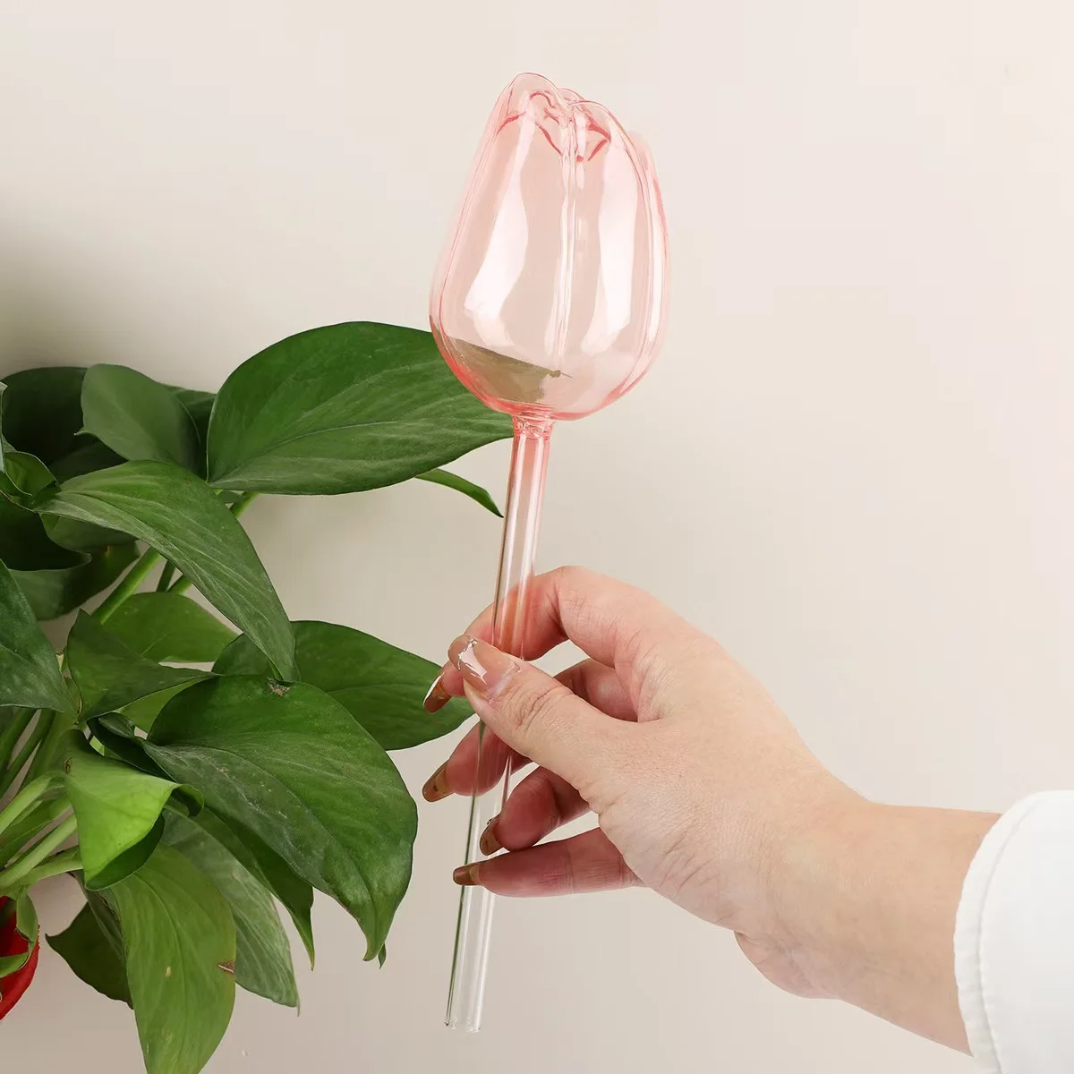 Pink Tulip Plant Watering Balls, Narrow Outlet Design for Prolonged Dropping, Suitable for Both Indoor and Outdoor Plants