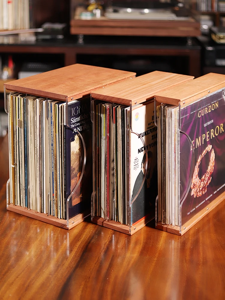 Sólida madeira acrílica 12 polegadas cremalheira do armazenamento do registro do vinil