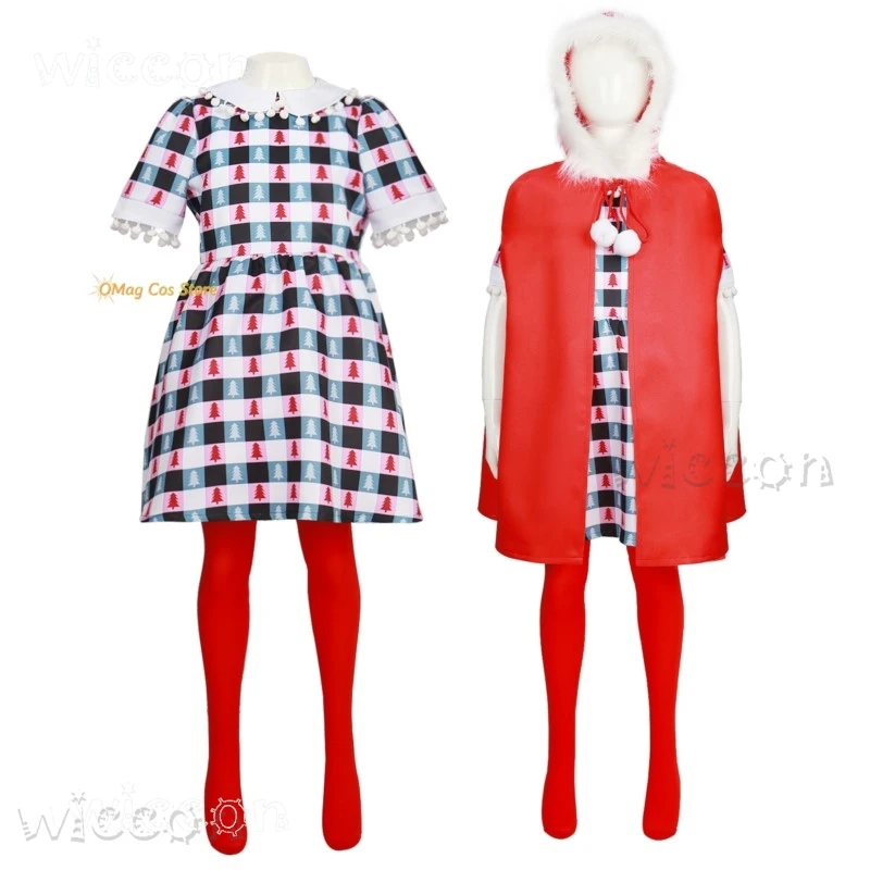 Stole Christmas Cindy Cosplay Lou Who Costume Wig Adults Kids Girls Stole Xsmas Red Suit Dress Coat Winter Cloak New Year Party