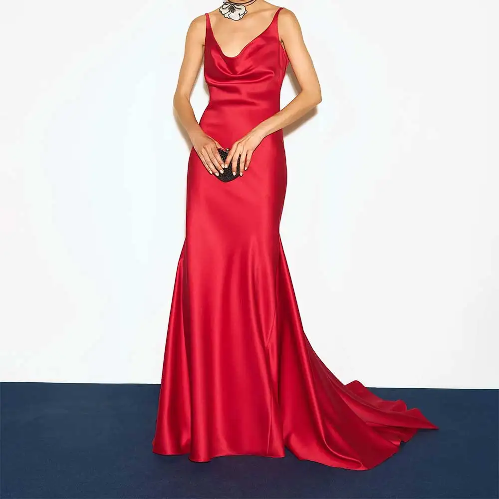 

Sexy V Neck Sleeveless Spaghetti Strap Backless Mermaid Evening Dress for Women Prom Party Dress Bridesmaid's Dresses Elegant