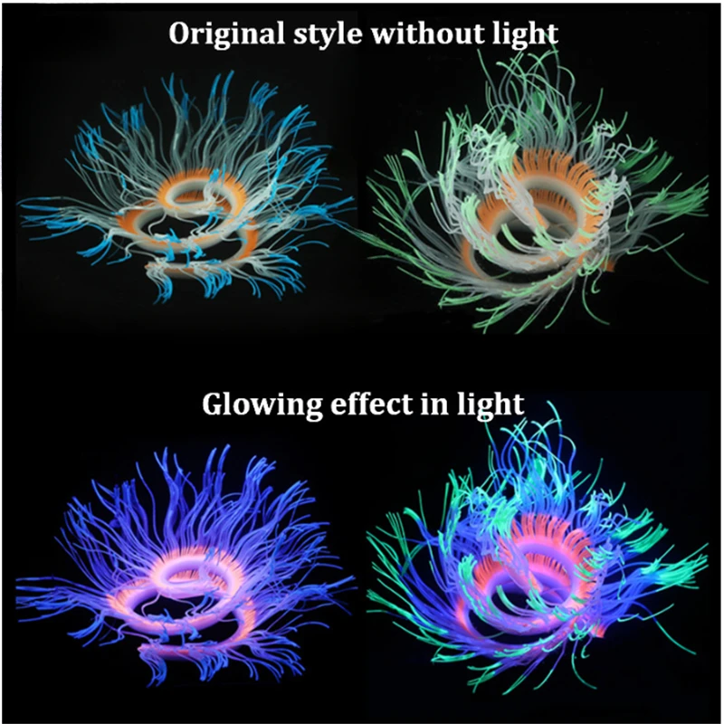 Fluorescent Simulation Silicone Sea Anemone Aquarium Fish Tank Landscape Decor Coral Emulation Plant Decoration Home Ornament