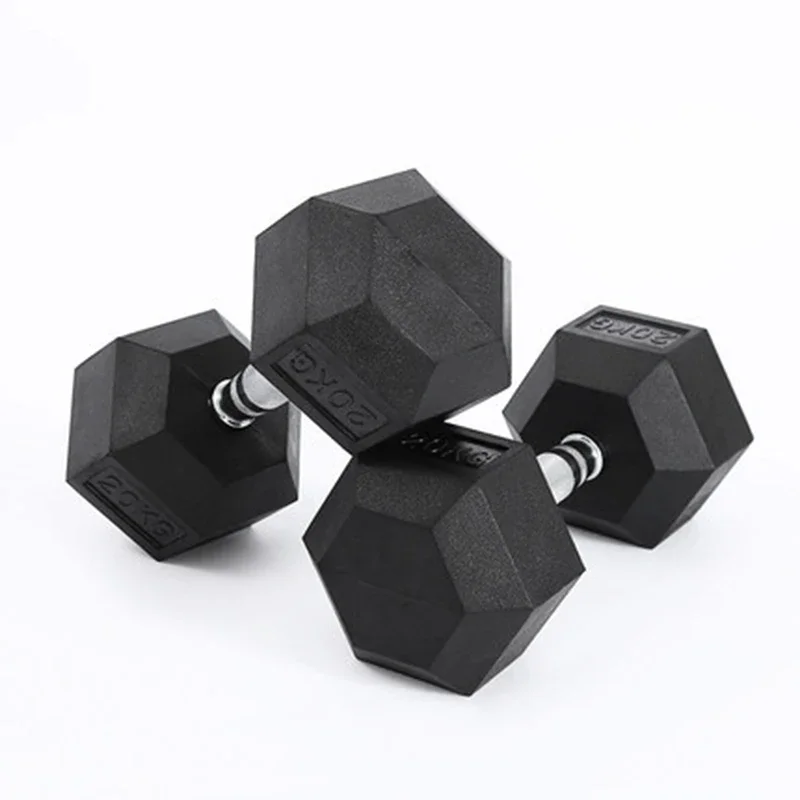 Hexagonal Fixed Dumbbells Men\'s Fitness Equipment Home Ladies Rubber Dumbbells