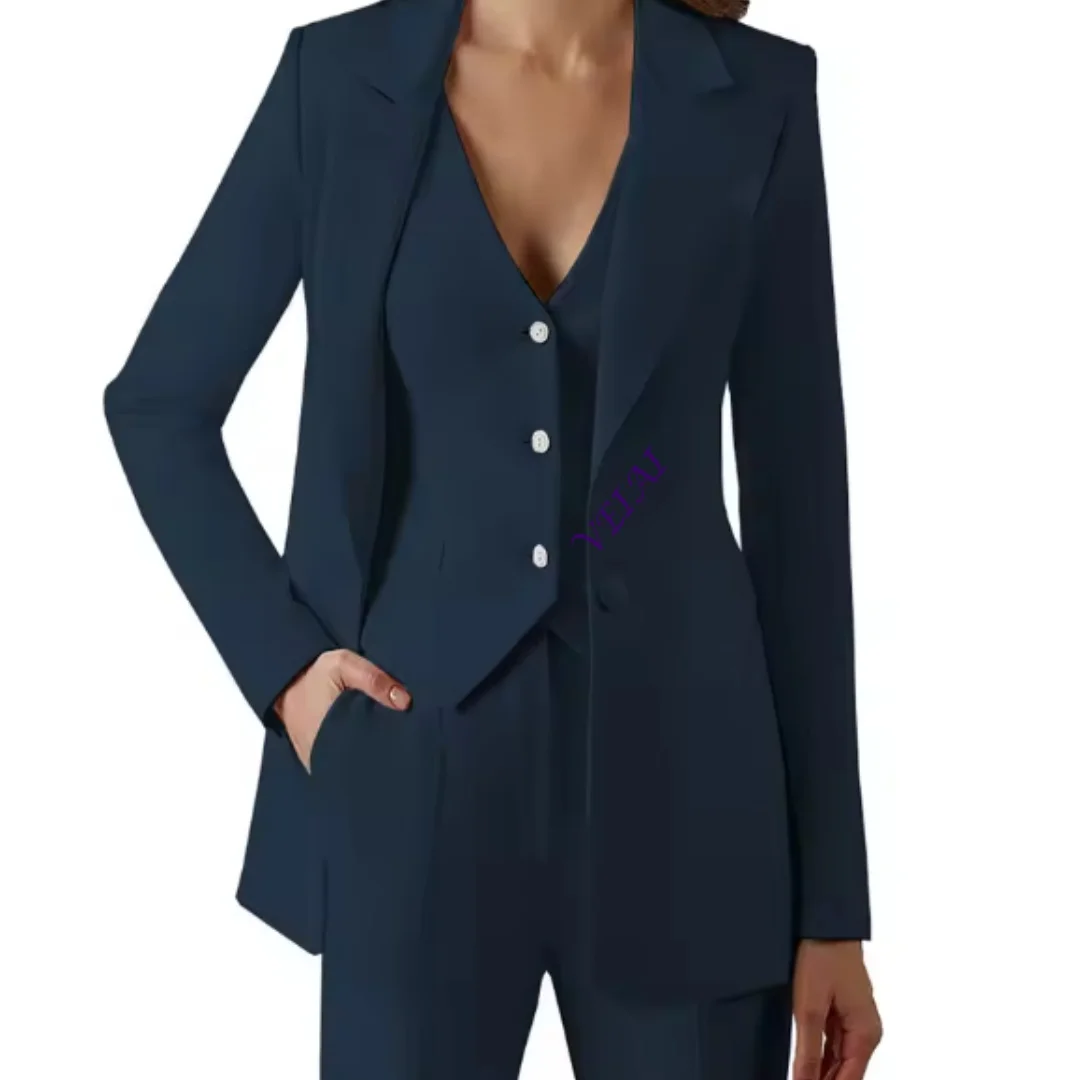 CustomizedWomens Suits for Office Work 3 Pieces Set Lady Blazer Business Suit Set Work Pant Vest Jacket (Blazer+Vest+Pants)