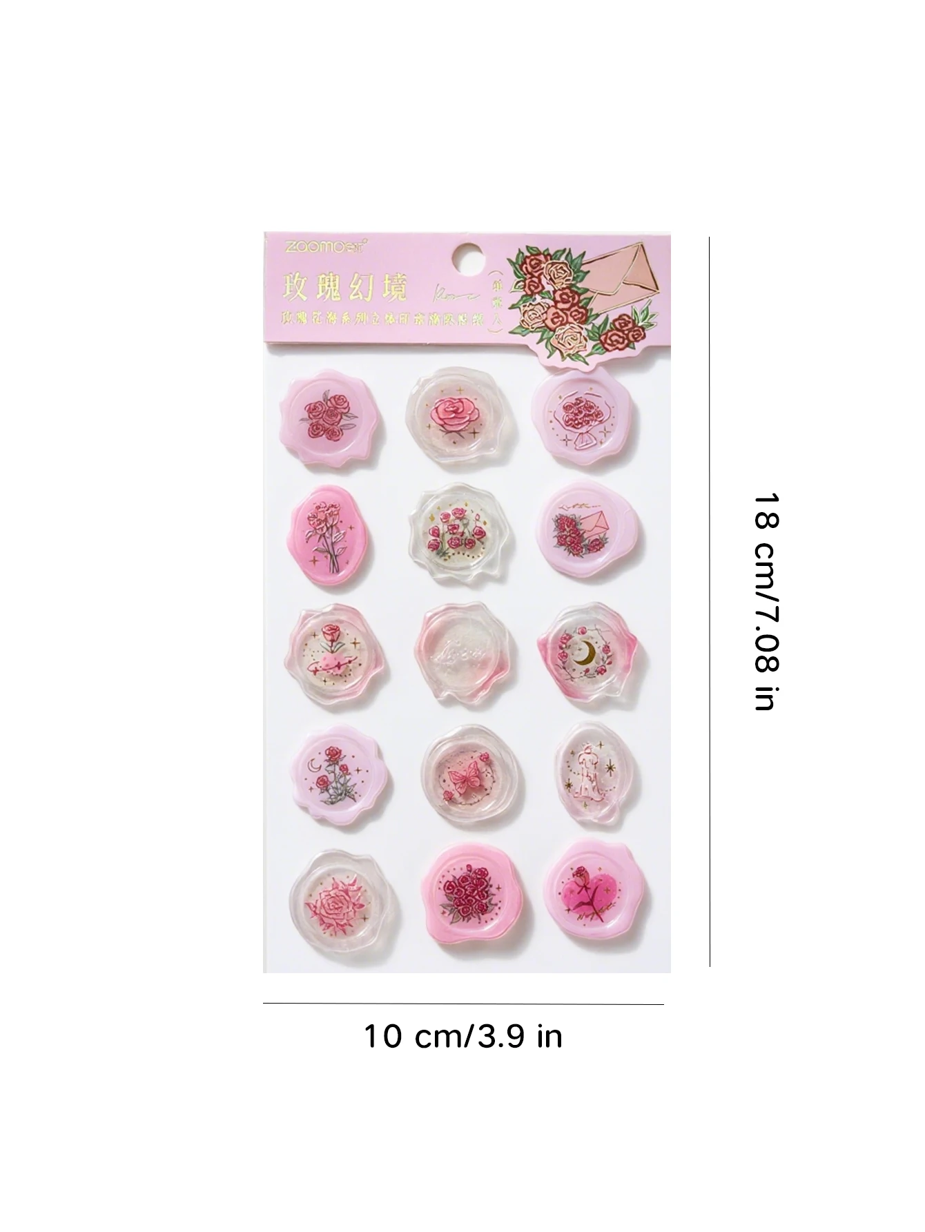 Fire Paint Glue Sticker Rose Sea Series Stereo Handbook DIY Decorative Fire Paint Sticker Envelope Seal Sticker