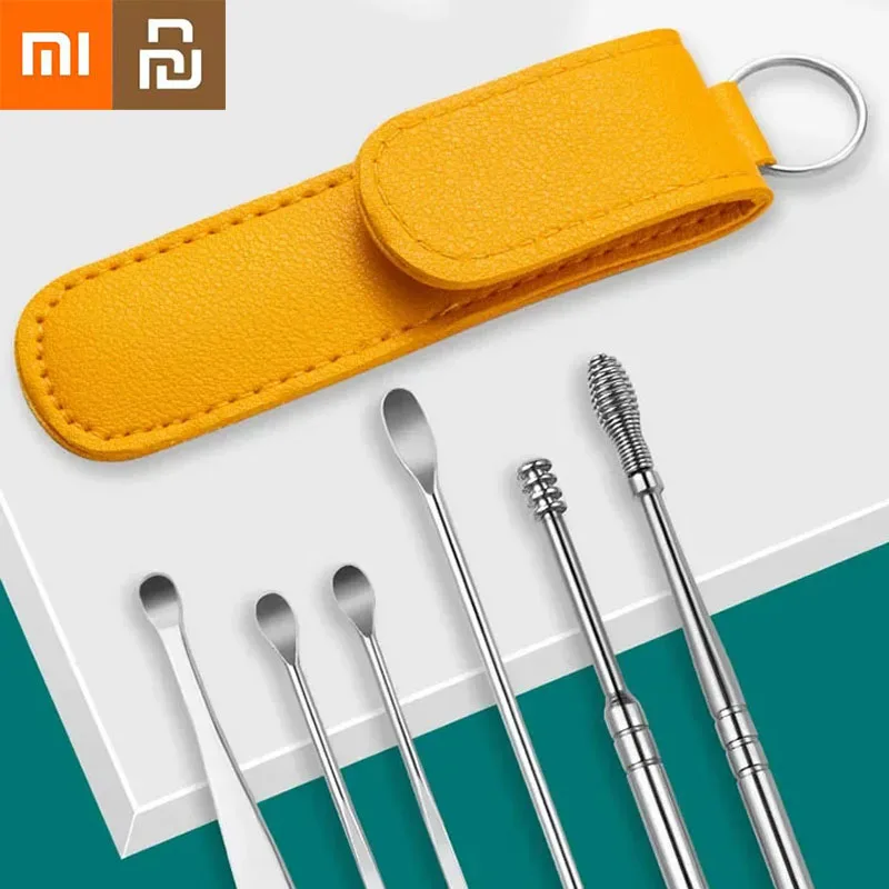 Youpin Xiaomi Ear Cleaner Portable Wax Pickers Earpick Wax Remover Curette Ear Pick Cleaner Kit Stainless Steel Ear Clean Tools