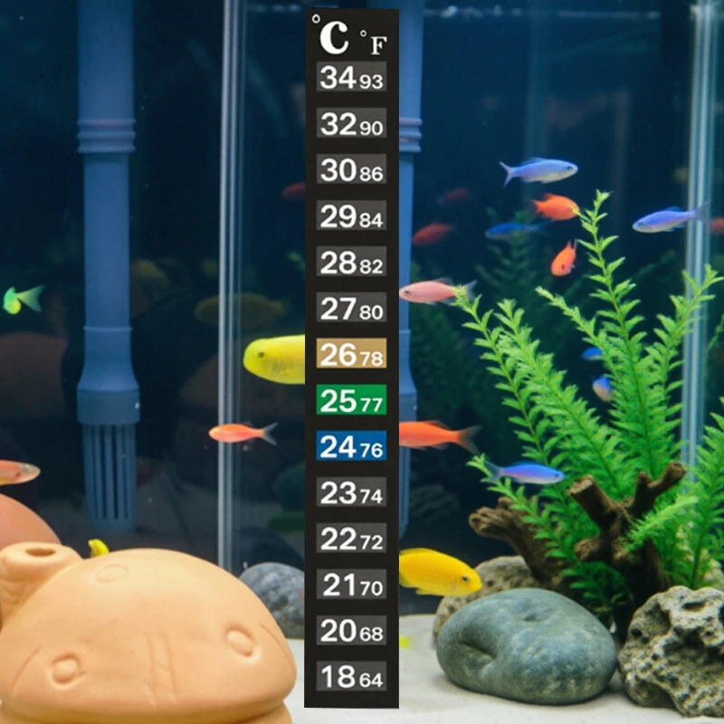 1/5 PCS High-Precision Thermometer for Aquarium Dual Scale C/F Adhesive Color Changing Fish Tank Temperature Measurement Tool
