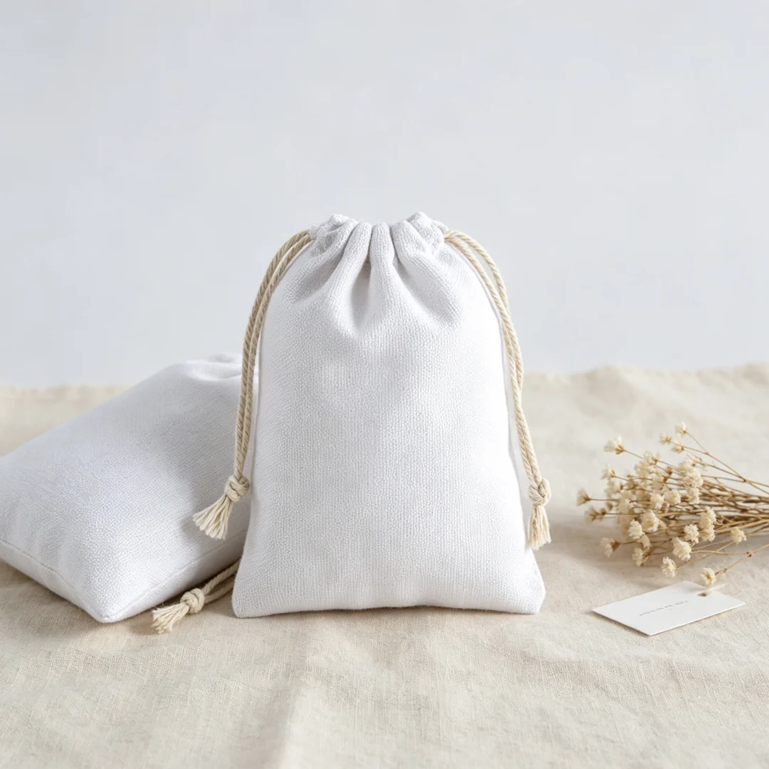 10Pcs Natural White Cotton Drawstring Pouches  Jewelry Packaging Bags for Necklaces Bracelets for Wedding Favors &Daily  Storage