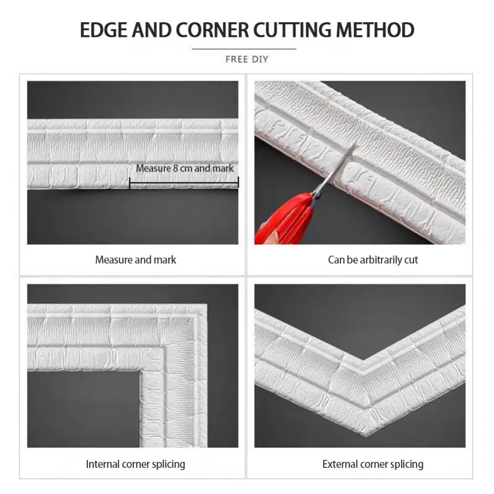 1/3/5PCS Wall Stickers Foam Trim Line Waterproof Self Adhesive Skirting Border Pattern Sticker Home Kitchen Floor Decorations