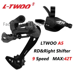 LTWOO A5 1X9 Speed MTB Bike Derailleurs Trigger Groupset 9V Shifting Lever 42T Long Cage Rear Derailleur Compatible Shimano SRAM